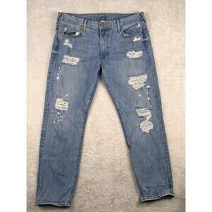 True Religion Audrey Mid Rise Slim Boyfriend Jeans Distressed Women's Size 31